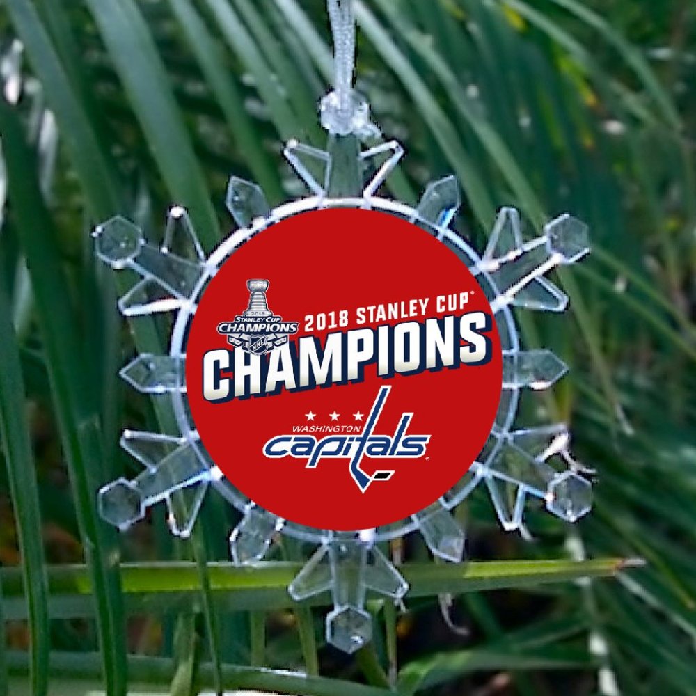 Washington Capitals Stanley Cup Snowflake Lit Holiday Christmas Tree Ornament